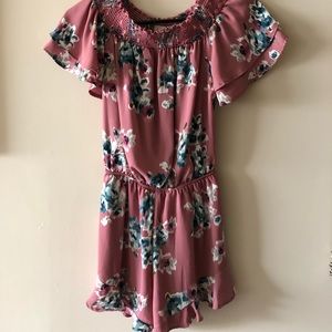 Off the shoulder romper with keyhole back